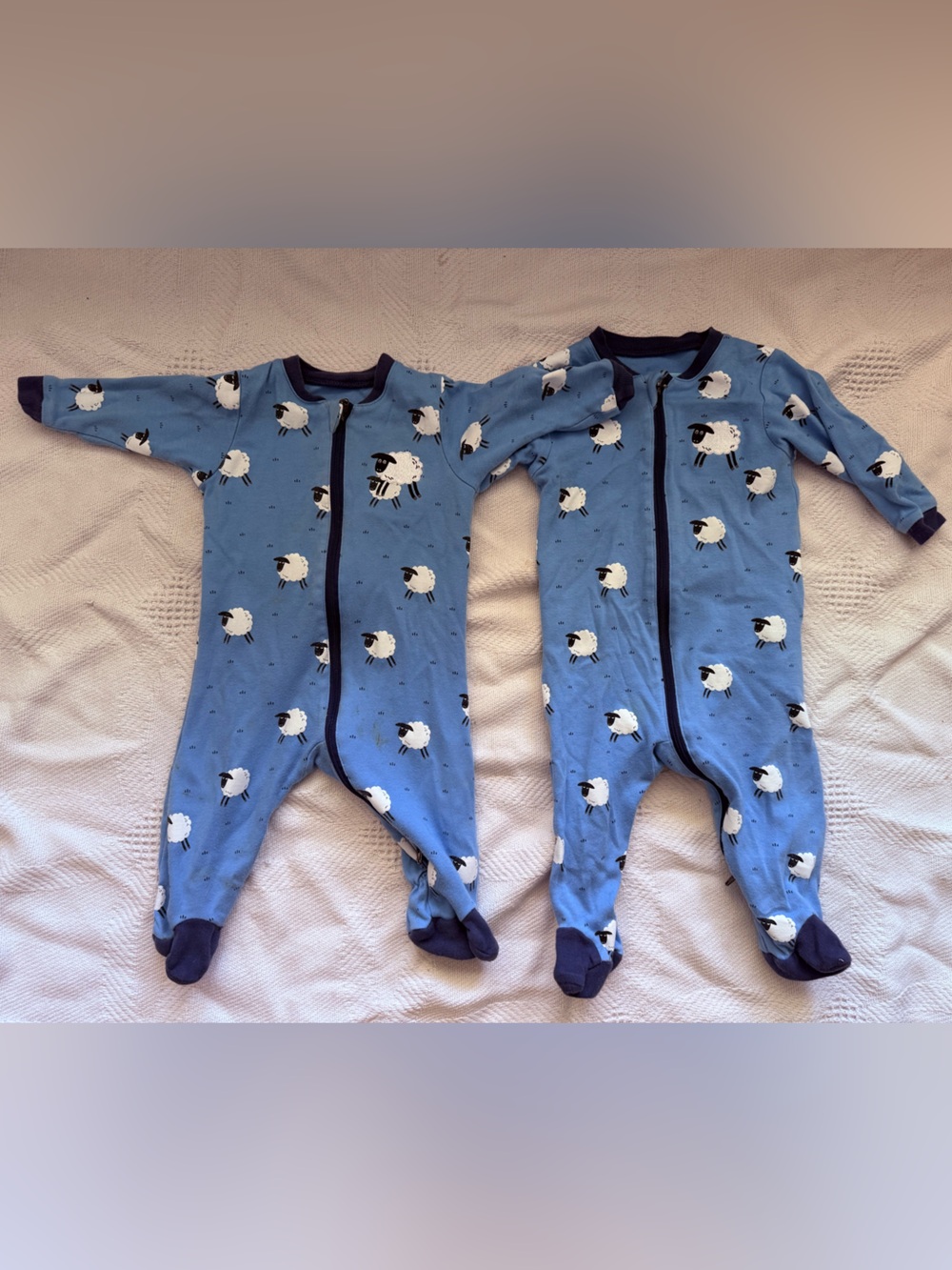 Tuffy Blue Sheep Footed Sleepers | 3-6M & 6M | TWIN